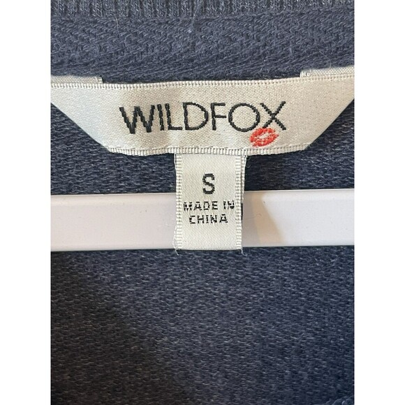 Wildfox Sweatshirt Womens S Navy Blue Good Vibes Oversized french terry texture - Picture 3 of 6
